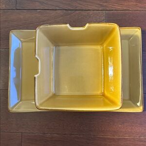 Pottery Barn Asian Square Mustard Rectangular Platter and Bowl